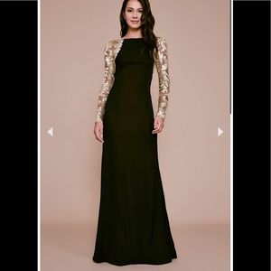 Tadashi Shoji Noni Sequin Sleeve Crepe Gown 2 NWOT